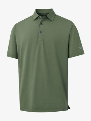 3D rendering of DARK GREEN 4 Way Stretch Jacquard Polo highlighting fabric structure and stretch weave