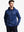 Half-body front look highlighting COBALT HEATHER pullover's soft texture and clean finish