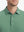 Close-up front shot from nose to chest of model wearing BERYL GREEN 4 Way Stretch Jacquard Polo