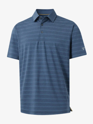 DARK BLUE STRIPE Classic Heather Stripe Polo folded product shot