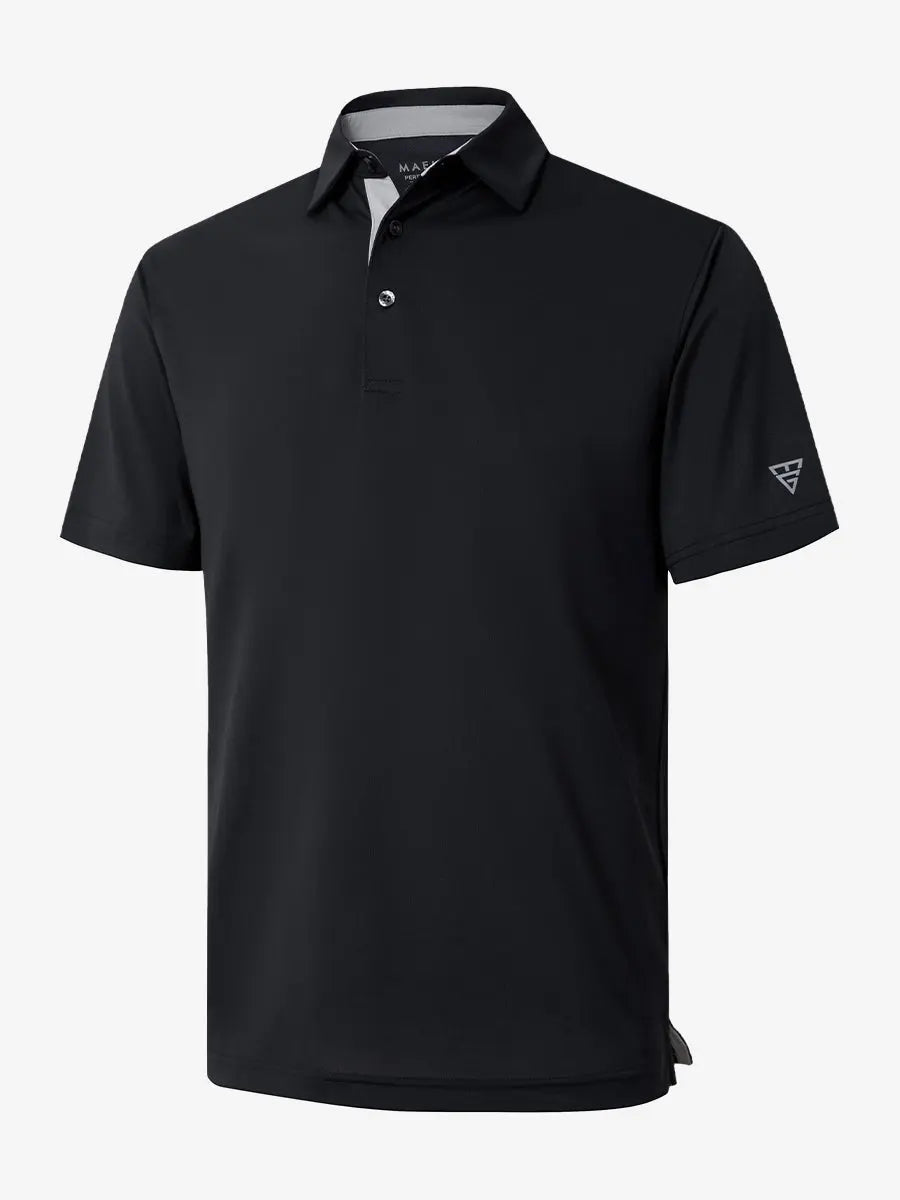 3D view showcasing BLACK Ventilated Pique Performance Polo design