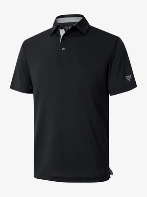 3D view showcasing BLACK Ventilated Pique Performance Polo design