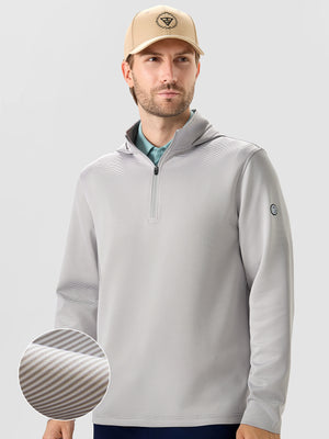Pin-Stripe Quarter Zip with Hood