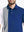 Front half-body view from nose to chest of model wearing KLEIN BLUE Moisture Wicking Color Block Polo Shirt.