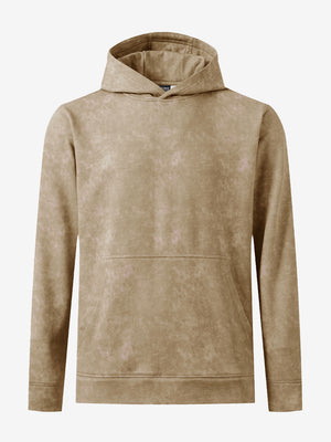 Front 3D view of the exclusive print kangaroo hoodies in khaki brown, highlighting pattern details.