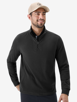 Heather Brushed Rib Knit Quarter Zip with 2 Pockets