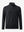 Front 3D view of casual fleece lined quarter zip pullover in black, showing clean athletic fit.