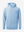 3D front view of youth long sleeve hoodied with kangaroo pocket in light blue, showing clean design.