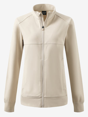 Women's Water-Resistant Stretch Fleece Lined Jacket in light khaki , 3D product view