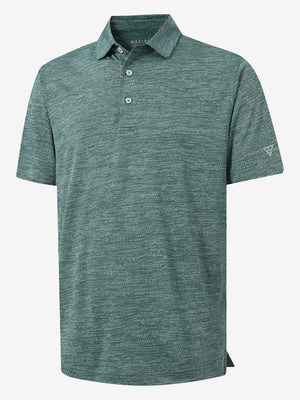 3D rendering of green leaf breathable jacquard pattern 3-button golf polo