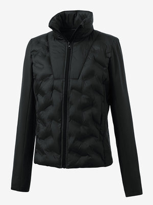 Women's lightweight fleece-lined puffer jacket in black, clean 3D front view with a modern shape.