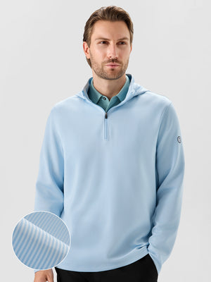 Pin-Stripe Quarter Zip with Hood