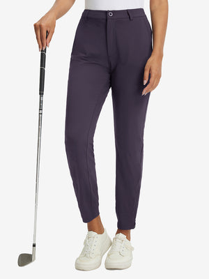 Women's Ultra-stretch Quick Dry Sweatpants with Ankle Zips in dark purple, 3D product view