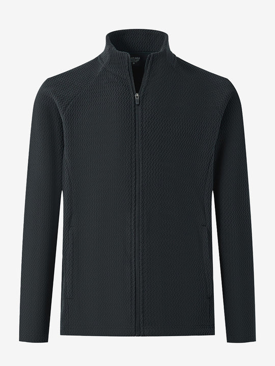 3D front view of soft winter fleece jackets in black, showing cozy texture and clean design.