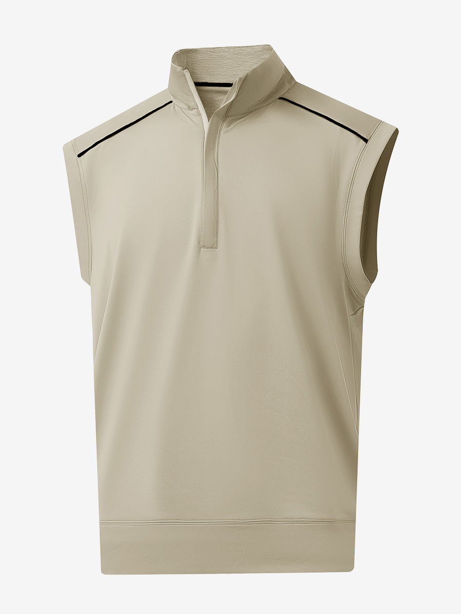 Stretch Solid Fleece Quarter-Zip Vest