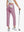 Back lower-body view holding a golf ball with glove in rear pocket wearing PINK Women's 7/8 Ankle Golf Track Pants.