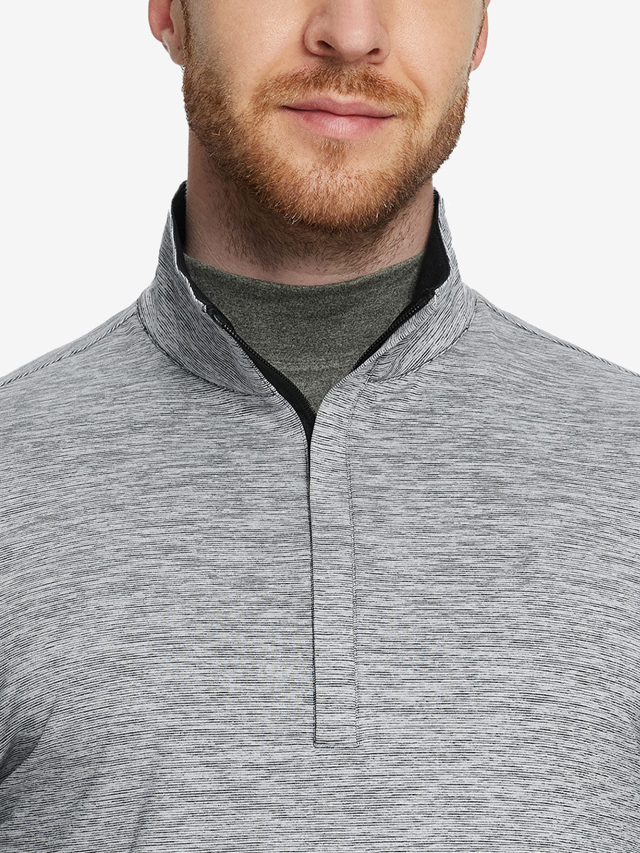 Heather Pinstripe Brushed Dry Fit Quarter Zip Pullover