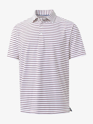 3D render of WHITE/NAVY STRIPE Polo with clear striped fabric texture