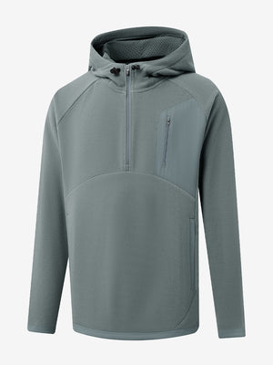 3D front view of the Quarter Zip Polar Fleece Sweatshirt in Smoky Gray, simple and athletic look.