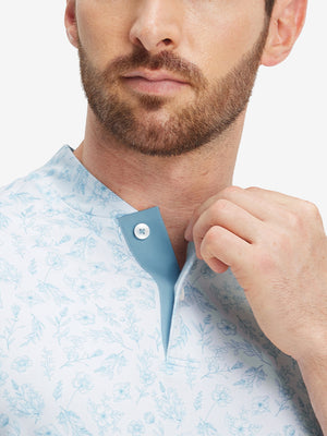 Stretch Printed Collarless Henley Golf Shirts