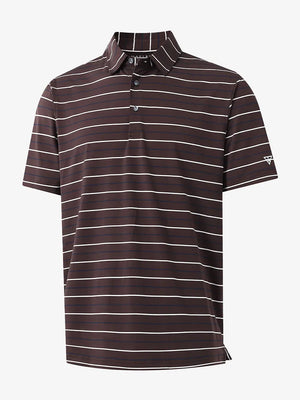 3D mockup of BROWN STRIPE Stylish Performance Golf Polo showing fabric design and silhouette