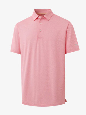 3D view of PINK HEATHER Premium Stretch Heather Polo showing texture and fit.