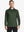 Front half-body view of model wearing OLIVE GREEN Long Sleeve Solid Jersey Polo