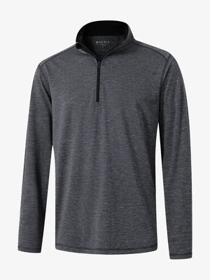 3D rendering of the Pinstripe Quarter Zip Pullover showcasing structure and design – BLACK GREY MELANGE