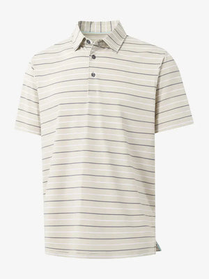 3D display of LIGHT KHAKI STRIPE Kids Stylish Stripe Polo Shirt showing stripes and design.