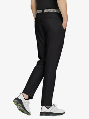 BLACK Water Resistant Everyday Pants back view, model's lower body with both hands in pockets