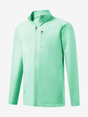 3D view of kids soft lightweight fleece lined jacket in turquoise.