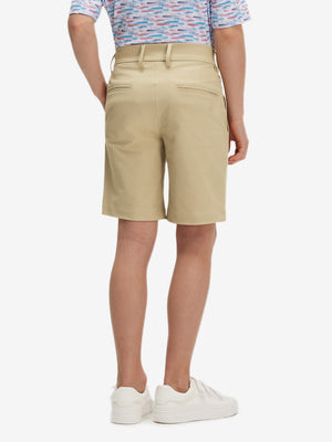 Back lower body in khaki boys lightweight dry fit flat front golf shorts