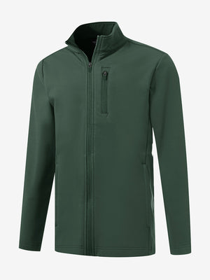 3D view of kids soft lightweight fleece lined jacket in forest green.