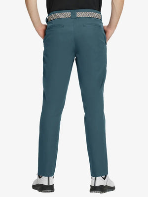 DARK TEAL Water Resistant Everyday Pants back view, model's lower body with both hands in pockets