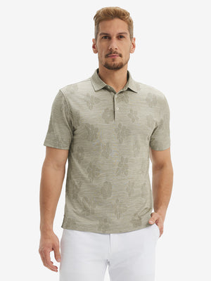 Breathable Jacquard Pattern 3-Button Golf Polo