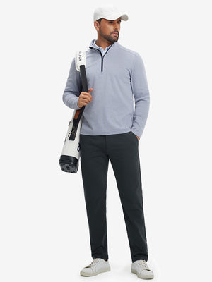 Full body front view of model wearing Golf Lightweight Fleece Lined Dress Pants in dark grey