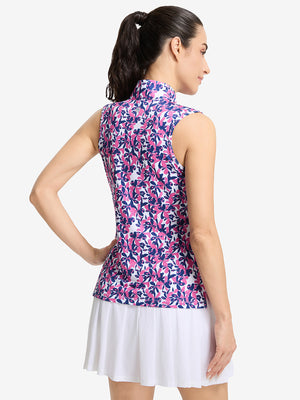 Women's Sleeveless Q-Zip Print Golf Shirts