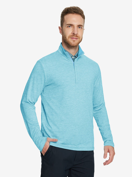 Heather Pinstripe Brushed Dry Fit Quarter Zip Pullover