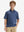 Front half-body of boy in american elements performance print boys golf polo