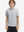 Front upper body of model wearing trendy boys stripe polo shirts, casual fit in ight grey stripe