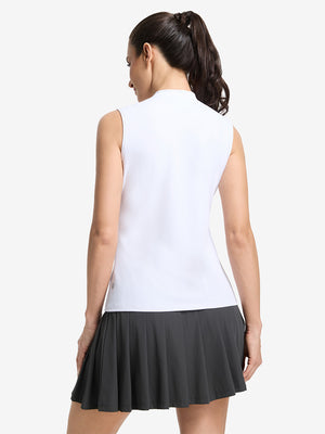 Tops de golf sin mangas con cuello simulado y tecnología de absorción de humedad para mujer