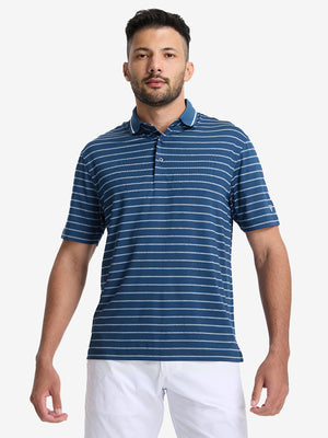 Non-Curl Ribbed Collar Striped Polo Shirts