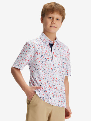 Youth Print Stretch Lightweight Polo Shirts