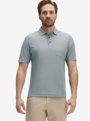 Moisture Wicking Heather Chest Pocket Golf Shirts