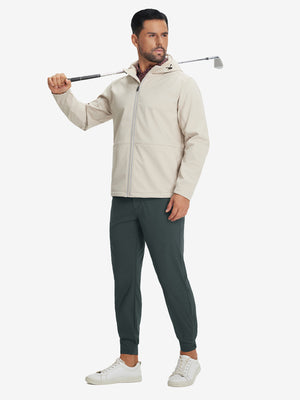 Lightweight Ankle-Zip Sweatpants with 4 Pockets in dark grey, full body front view with golf club