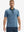 Front half-body of model in blue denim stripe upgraded two-tone striped quick dry polo shirt