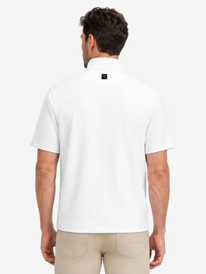 Model back upper body shooting display, lightweight upf50+ short sleeve golf vests jacket in white