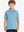 MAELREG Youth Polo – half-body front view, neutral pose in Aqua Stripe