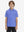 Front upper body of model wearing youth performance golf polos, clean fit and sporty blue/white stripe look