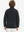 Model in kids soft lightweight fleece lined jacket in black, showing back half-body view.